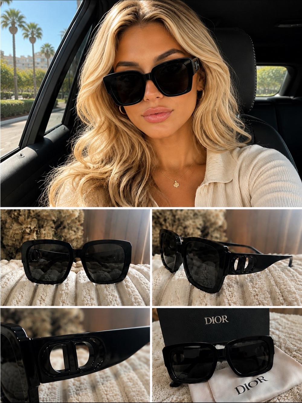 DIOR Black Cat-Eye Sunglasses - Classic Bold Frame